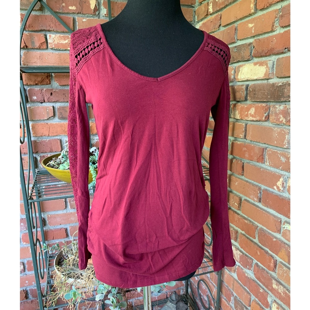 Ambiance Maternity Long sleeve Red Lacey- Medium